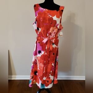 Floral Sleeveless Dress - Red and Pink
